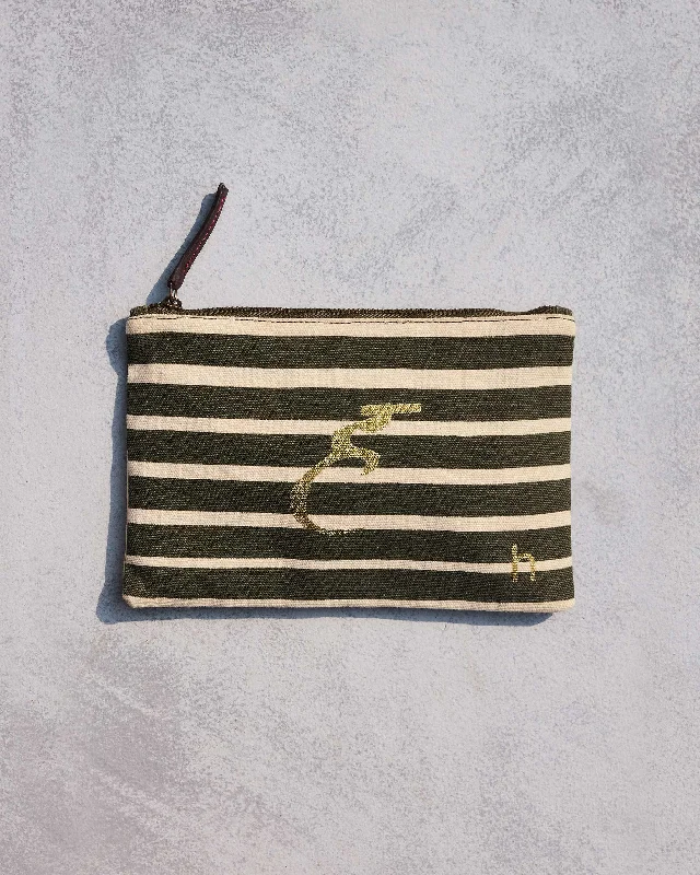 Alphabet H Pouch - Olive Night