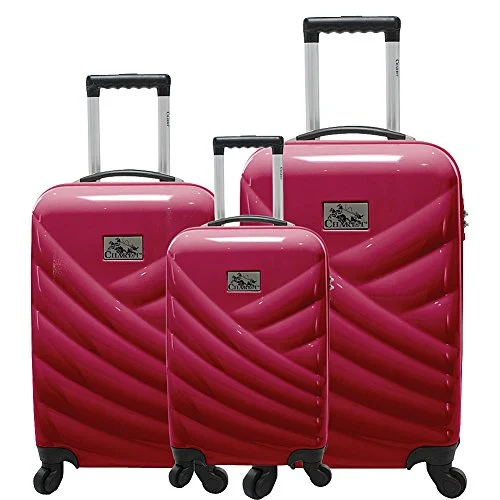 Chariot Veneto 3 Piece Hardside Spinner Luggage Set (Raspberry)