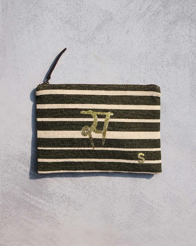 Alphabet S Pouch - Olive Night